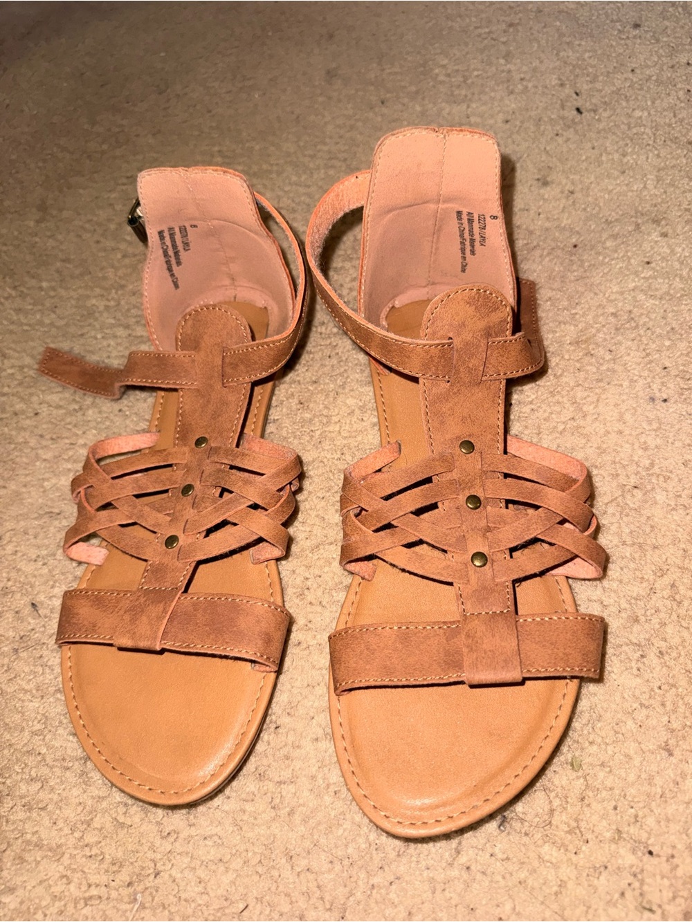 Maurices Women's Tan Strappy Gladiator Sandals with Ankle Strap